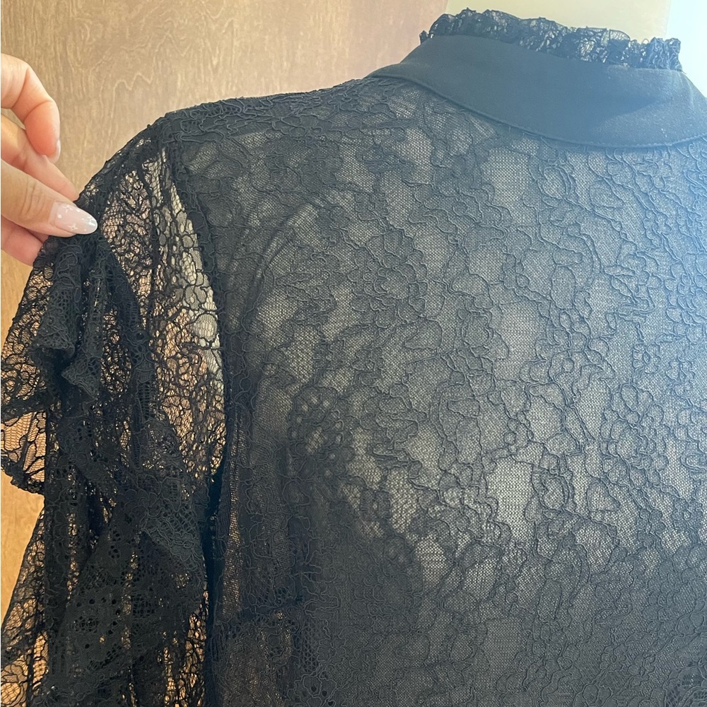 Gorgeous black lace top pant jumpsuit, zips in back. Sz M